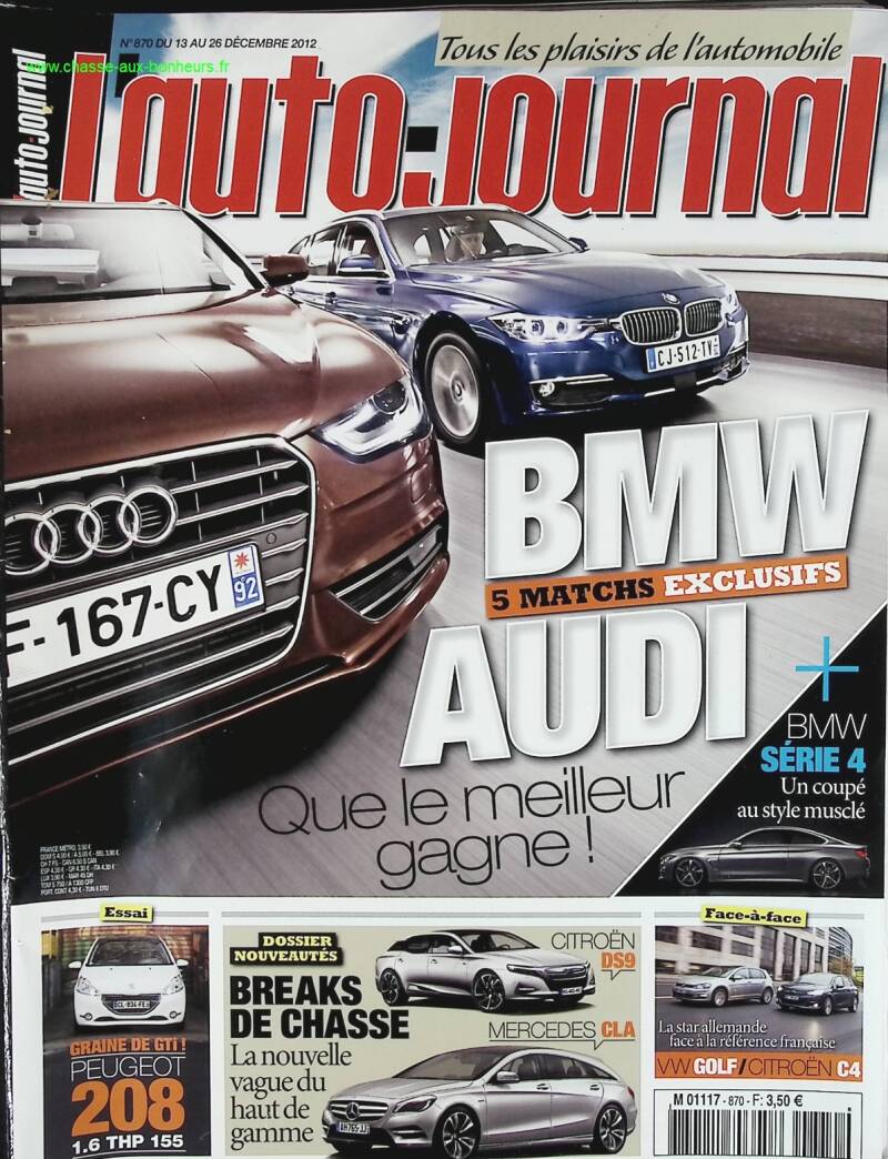 BMW AUDI que le meilleur gagne - L'auto journal - n° 870 - 2012 - revue magazine - voiture