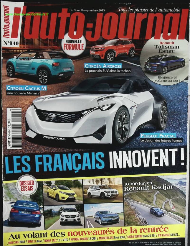 Les français innovent - L'auto journal - n° 940 - 2015 - revue magazine - voiture