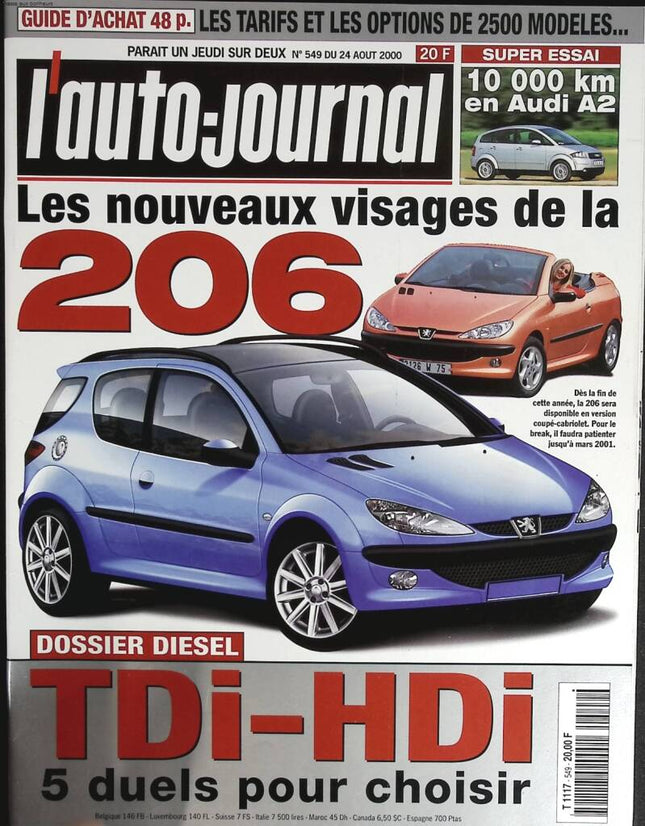 The new faces of the 206 - L'auto journal - n° 549 - 2000 - magazine review - car
