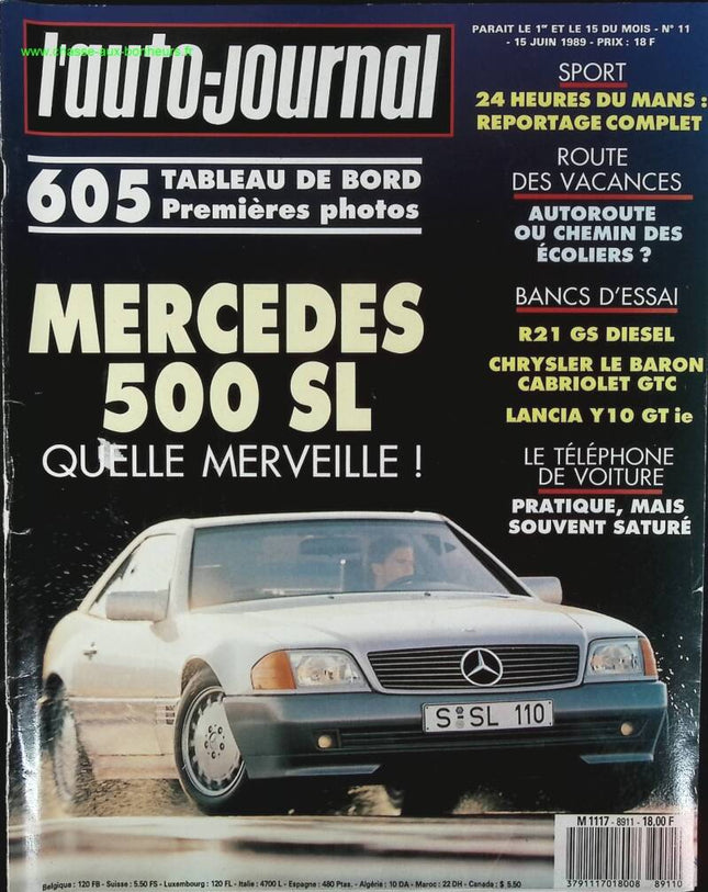 Mercedes 500 SL - L'auto journal - n° 11 - 1989 - magazine review - car