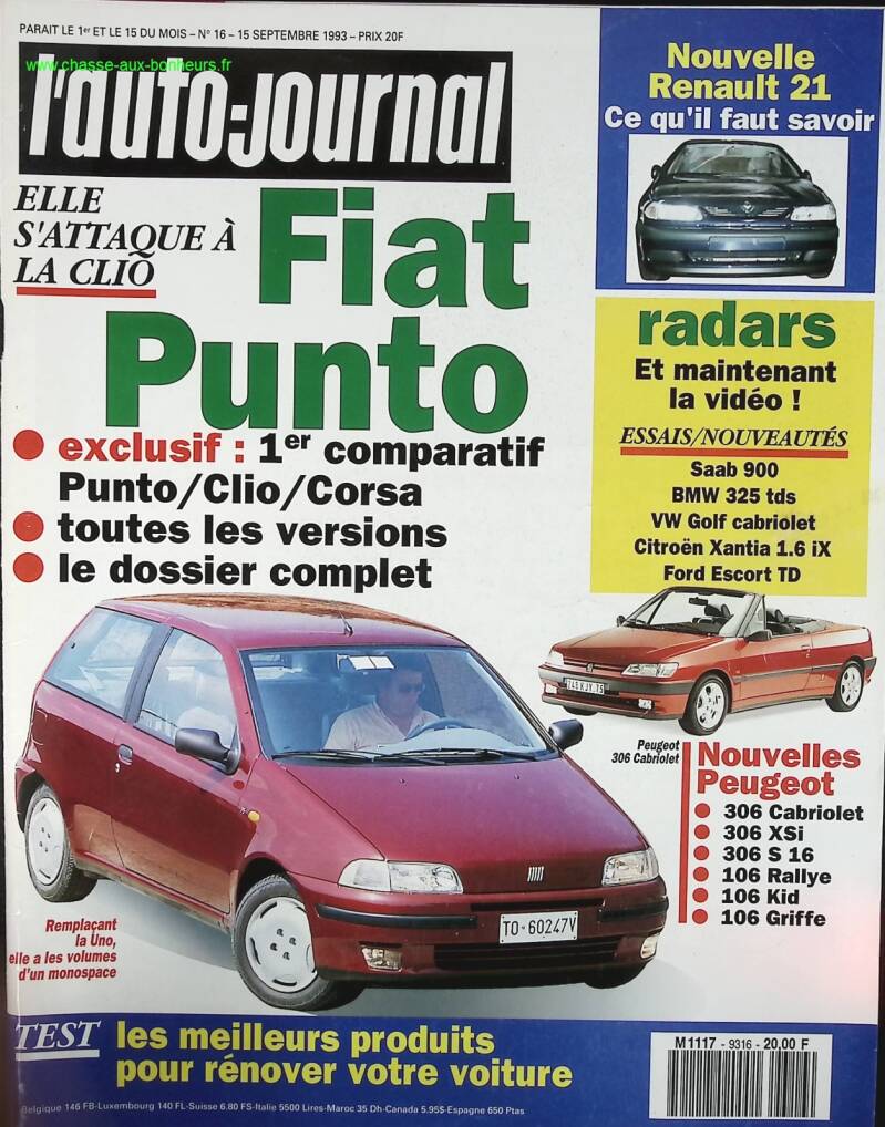 Fiat Punto - L'auto journal - n° 16 - 1993 - magazine review - car