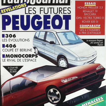 Les futures Peugeot - L'auto journal - n° 8 - 1992 - revue magazine - voiture