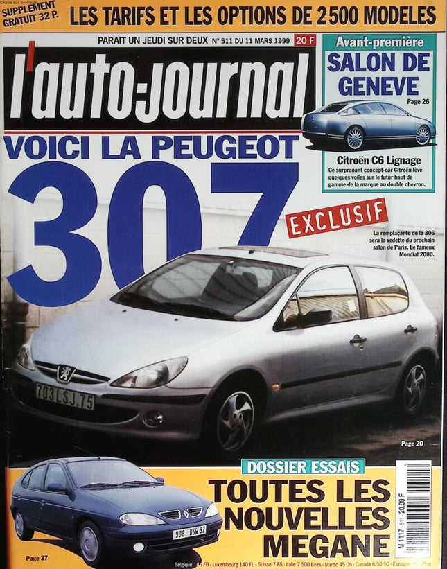 Peugeot 307 - L'auto journal - n° 511 - 1999 - magazine review - car