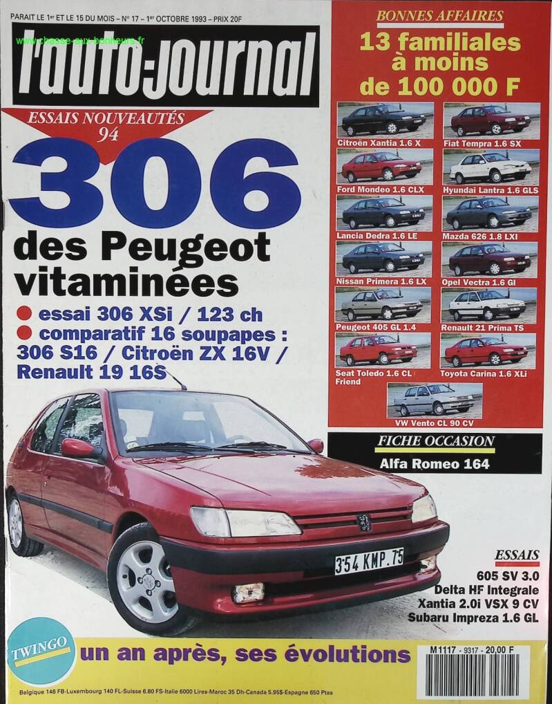 306 der vitaminisierten Peugeots - L'auto journal - Nr. 17 - 1993 - Zeitschriftenkritik - Auto
