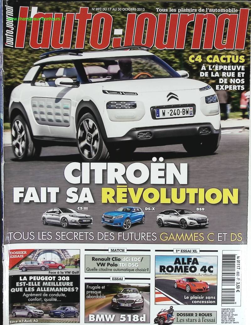 Citroën fait sa révolution - L'auto journal - n° 892 - 2013 - revue magazine - voiture
