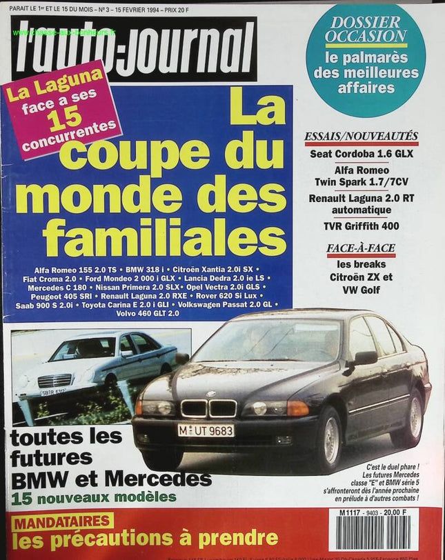 La coupe du monde des familiales - L'auto journal - n° 3 - 1994 - revue magazine - voiture