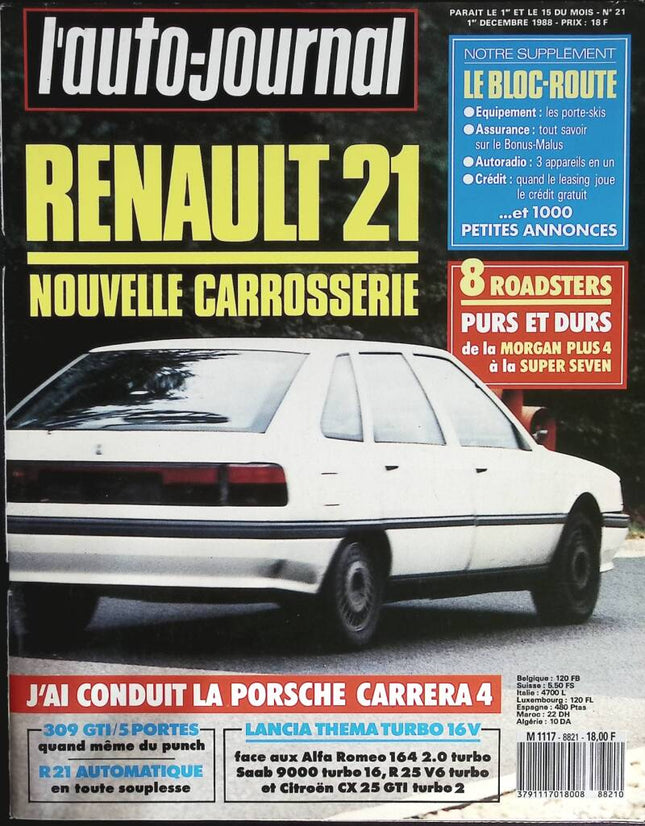 Renault 21 - L'auto journal - n° 21 - 1988 - revue magazine - voiture