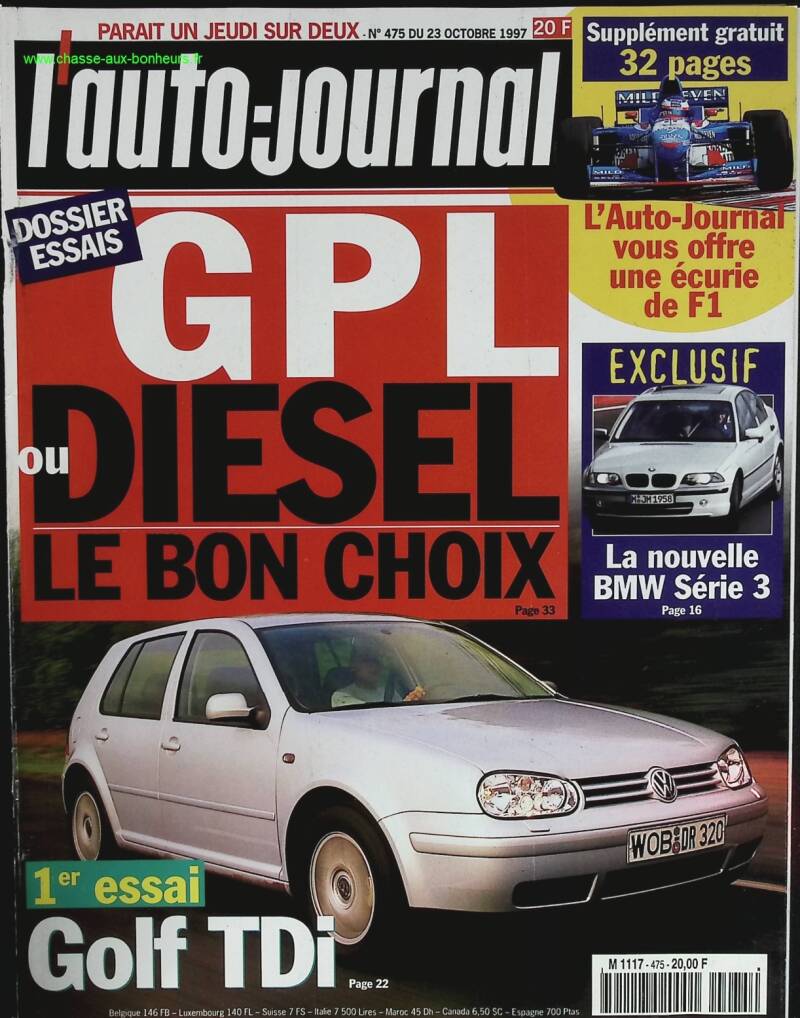 GPL ou Diesel - L'auto journal - n° 475 - 1997 - revue magazine - voiture
