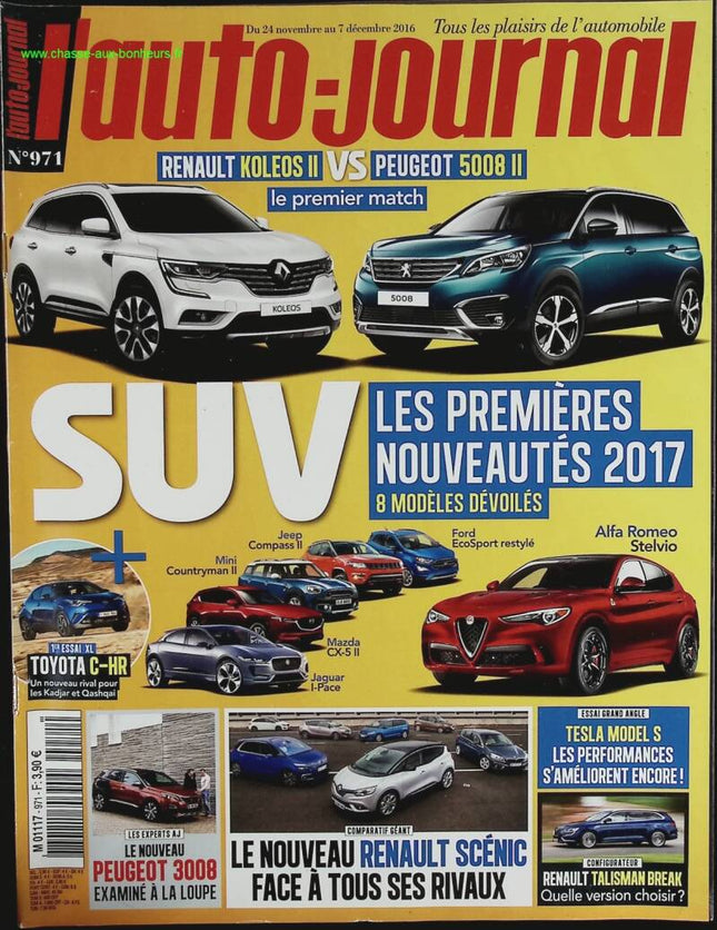 SUV Renault Koleos Peugeot 5008 - L'auto journal - n° 971 - 2016 - revue magazine - voiture