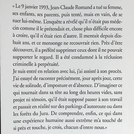 L'Adversaire - Emmanuel Carrère - livre