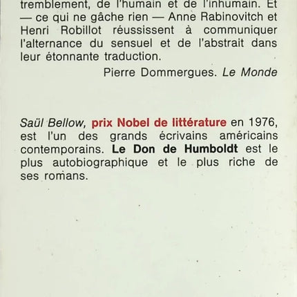 Humboldt's Gift Volume 1 - Saul Bellow - book