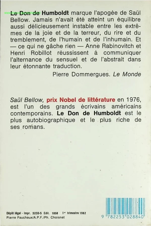 Humboldt's Gift Volume 1 - Saul Bellow - book