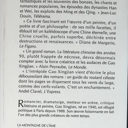 La Montagne de l'âme - Gao Xingjian - livre