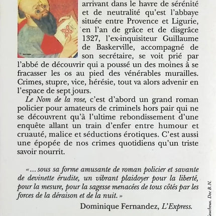 Le Nom de la rose - Umberto Eco - Livre
