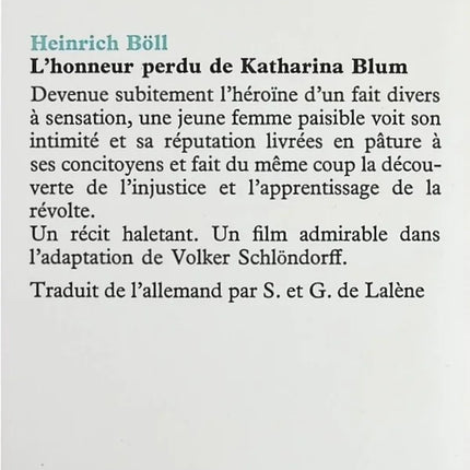 L'Honneur perdu de Katharina Blum - Heinrich Böll - Livre