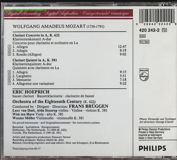 Mozart - Clarinet Concerto - CD