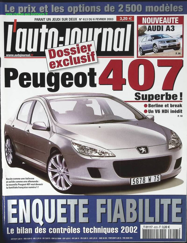 Peugeot 407 - L'auto journal - n° 613 - 2003 - revue magazine - voiture