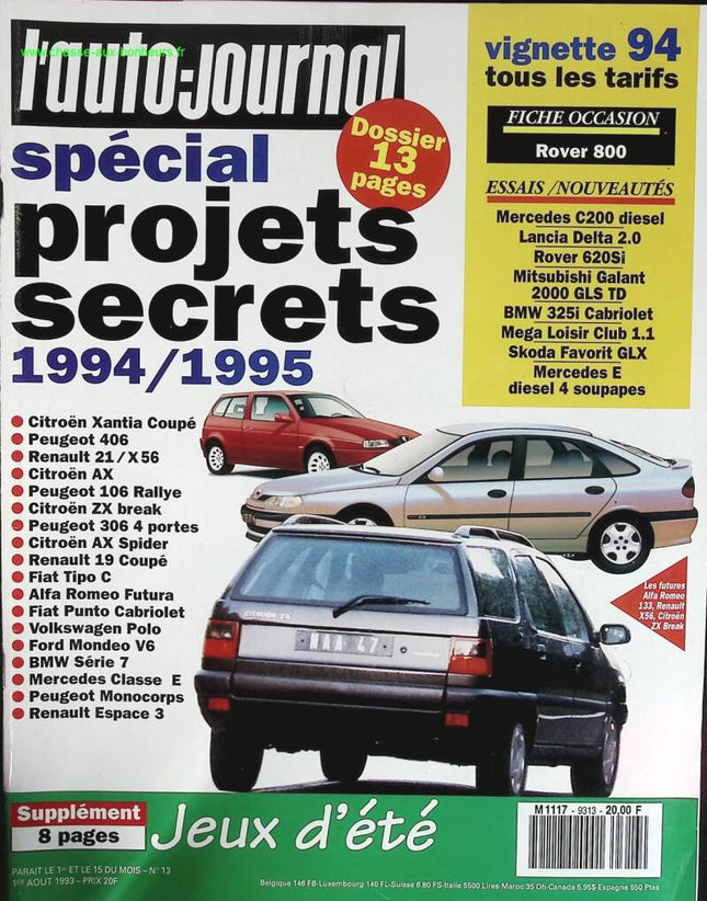 Spezielle Geheimprojekte 1994/1995 - L'auto journal - n° 13 - 1993 - Zeitschriftenrezension - Auto