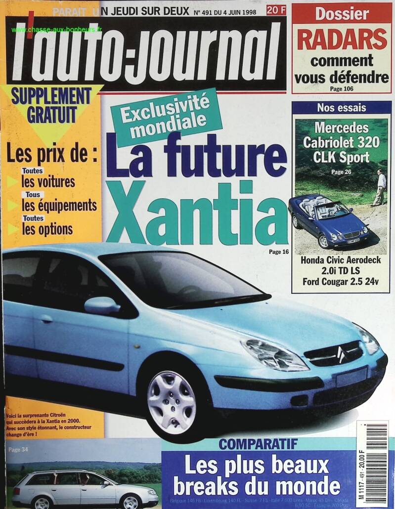 Citroën Xantia - L'auto journal - n° 491 - 1998 - revue magazine - voiture