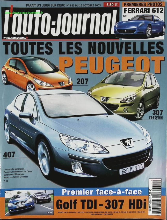 Toutes les nouvelles Peugeot - L'auto journal - n° 631 - 2003 - revue magazine - voiture