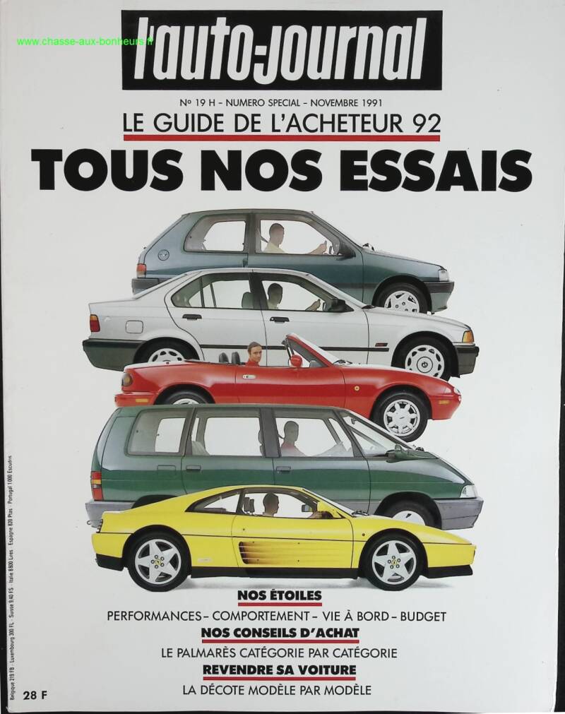 Guide de l'acheteur 1992 tous nos essais - L'auto journal - n° 19H - 1991 - revue magazine - voiture