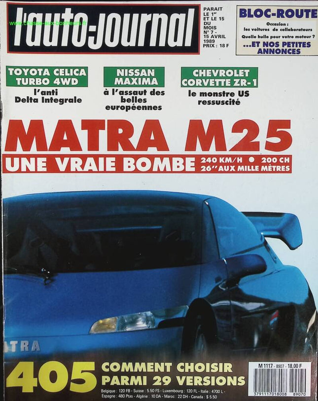 Matra M25 - L'auto journal - n° 7 - 1989 - magazine review - car