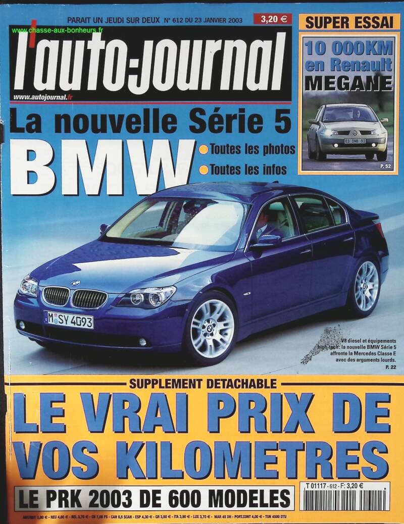 BMW série 5 - L'auto journal - n° 612 - 2003 - revue magazine - voiture