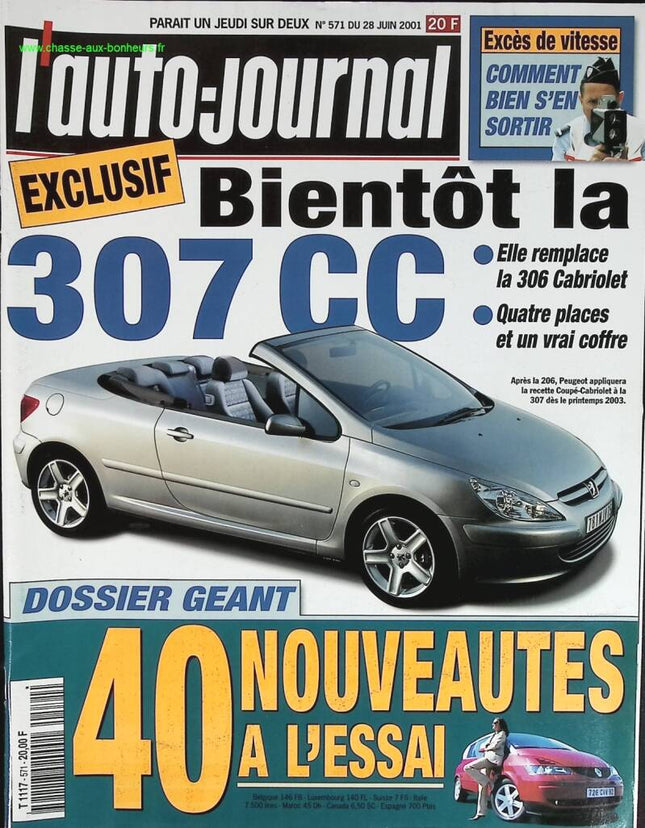 Peugeot 307 CC - L'auto journal - n° 571 - 2001 - revue magazine - voiture