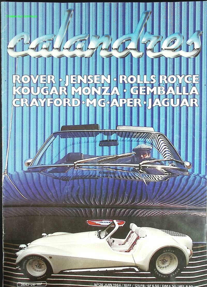 Calandres - n° 26 - 1984 - revue magazine - voiture