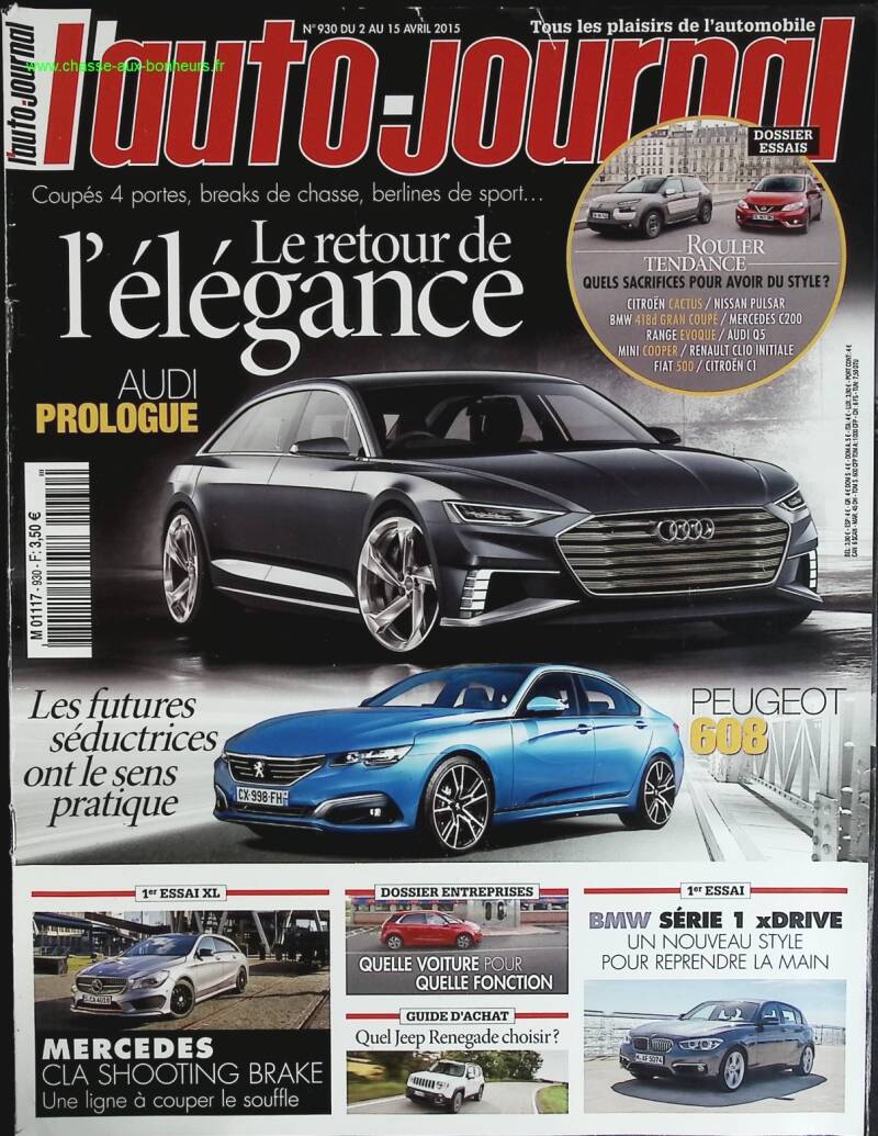 Audi Prologue Peugeot 608 - L'auto journal - n° 930 - 2015 - magazine review - car
