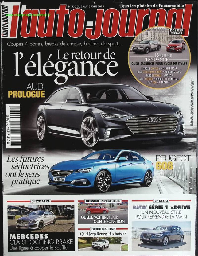 Audi prologue Peugeot 608 - L'auto journal - n° 930 - 2015 - revue magazine - voiture