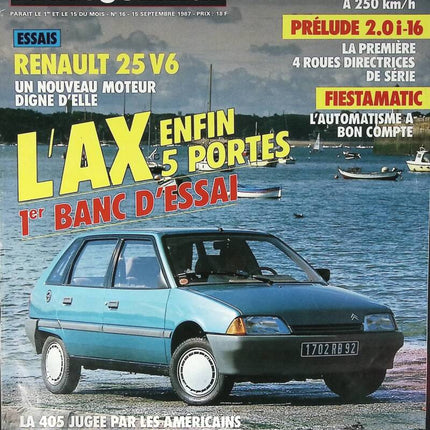 Citroën AX 5 portes - L'auto journal - n° 16 - 1987 - revue magazine - voiture