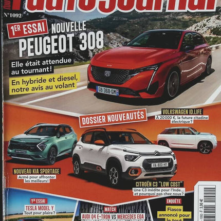 Peugeot 308 - L'auto journal - n° 1092 - 2021 - revue magazine - voiture