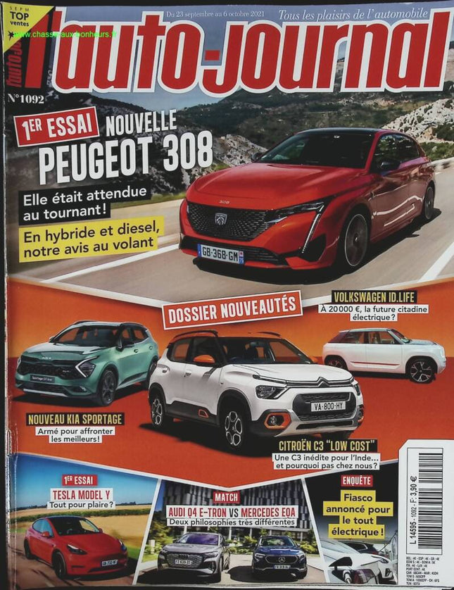 Peugeot 308 - L'auto journal - n° 1092 - 2021 - revue magazine - voiture
