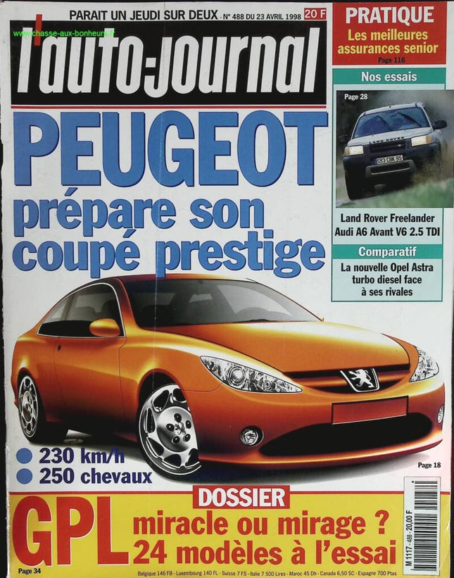 Peugeot prépare son coupé prestige - L'auto journal - n° 488 - 1998 - revue magazine - voiture