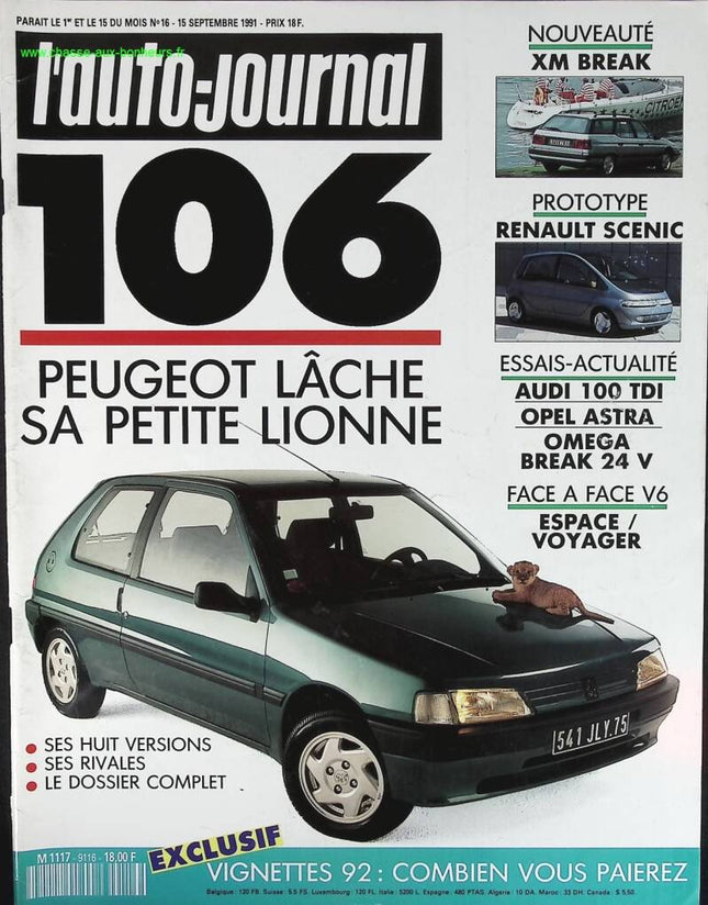 Peugeot 106 - L'auto journal - n° 16 - 1991 - revue magazine - voiture