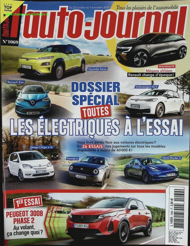 Les électriques à l'essai - L'auto journal - n° 1069 - 2020 - revue magazine - voiture