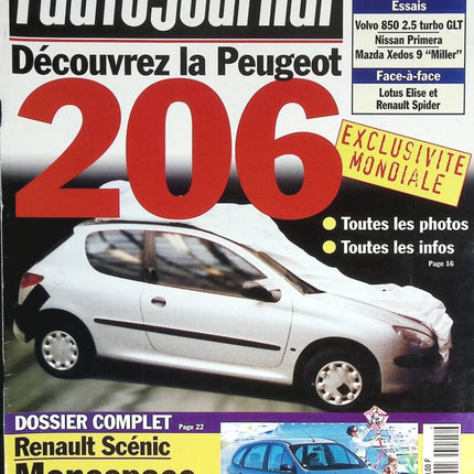 Peugeot 206 - L'auto journal - n° 445 - 1996 - revue magazine - voiture