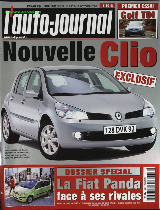 Nouvelle Renault Clio - L'auto journal - n° 630 - 2003 - revue magazine - voiture