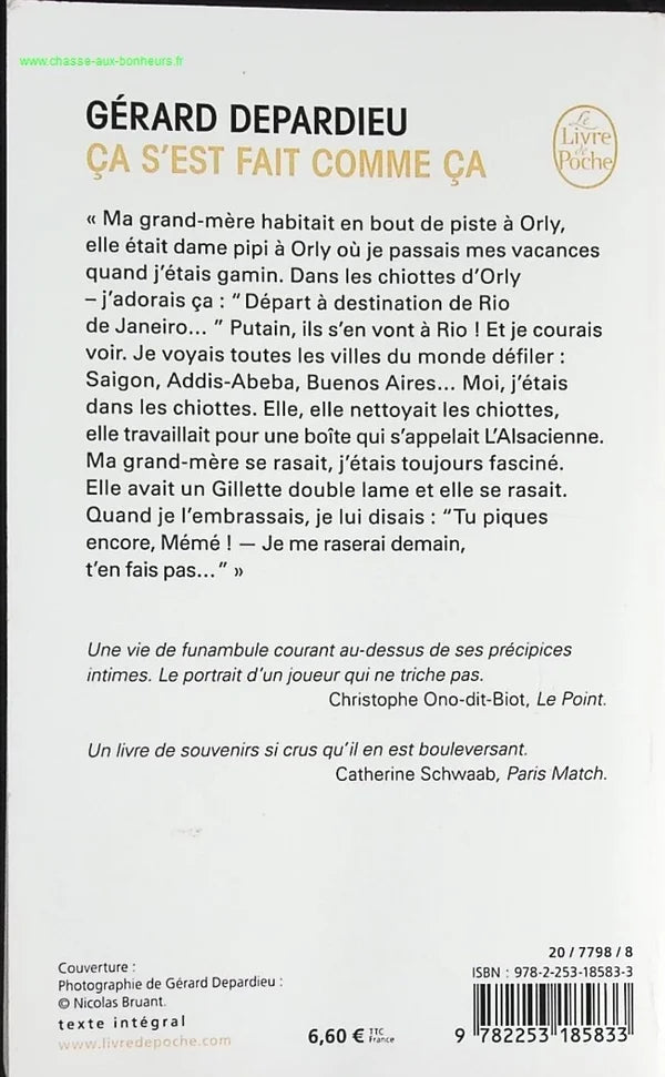 Ça s'est fait comme ça - Gérard Depardieu - livre