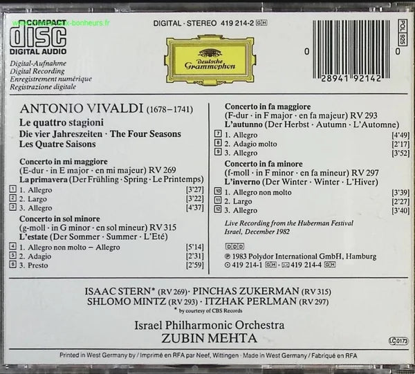 The Four Seasons - a. Vivaldi - CD