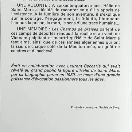 Mémoires - Les champs de braises - Hélie de Saint Marc - Livre
