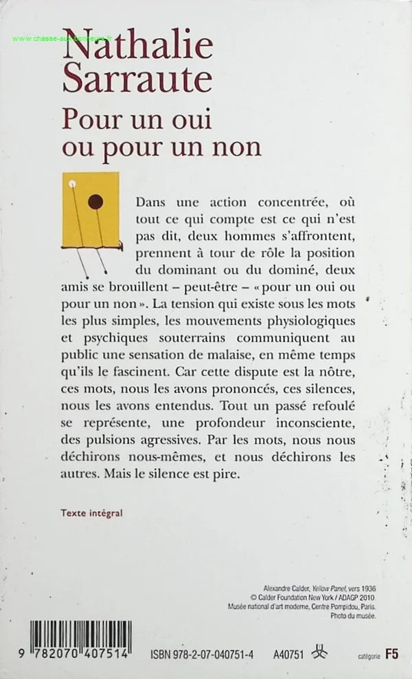 For Yes or No - Nathalie Sarraute - book