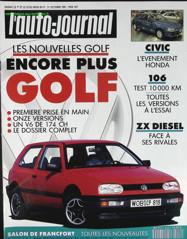 Volkswagen Golf - L'auto journal - n° 17 - 1991 - revue magazine - voiture