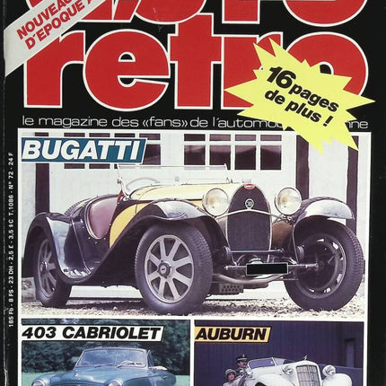 Bugatti 403 Cabrio Auburn - Retro Auto und Motorrad - Nr. 72 - 1986 - Zeitschriftenbericht - Auto