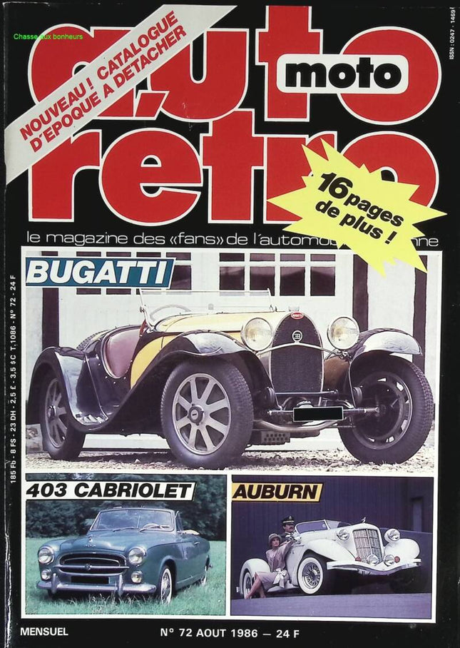 Bugatti 403 convertible Auburn - Retro car and motorcycle - No. 72 - 1986 - magazine review - car