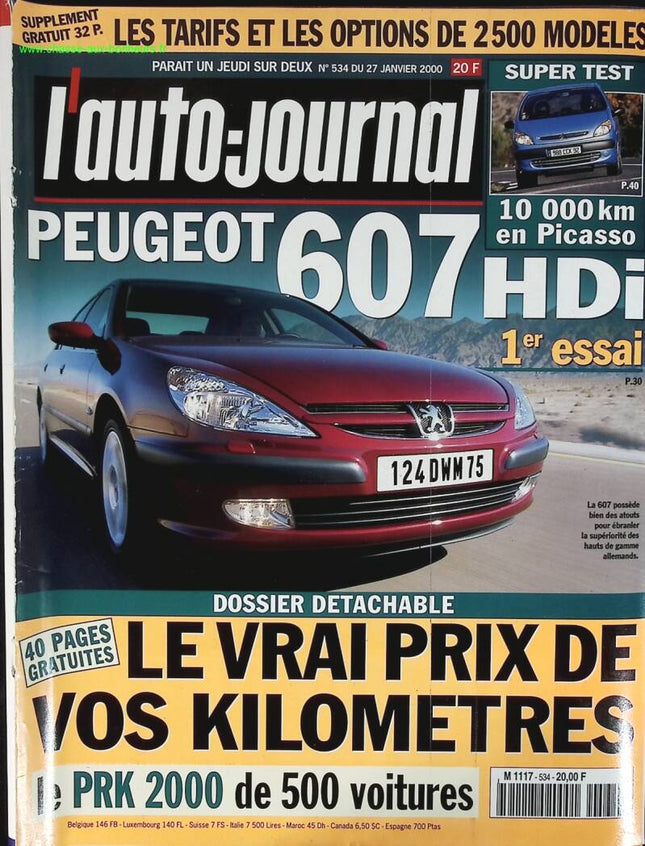 Peugeot 607 HDI - L'auto journal - n° 534 - 2000 - Zeitschriftenbericht - Auto