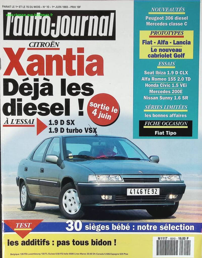 Citroën Xantia bereits Diesel - L'auto journal - Nr. 10 - 1993 - Zeitschriftenrezension - Auto