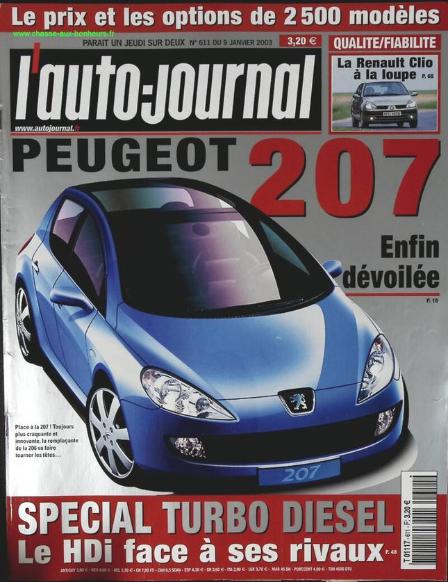 Peugeot 207 - L'auto journal - n° 611 - 2003 - revue magazine - voiture
