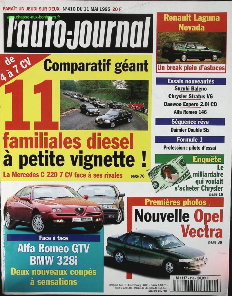11 Diesel-Familienautos - L'auto journal - Nr. 410 - 1995 - Zeitschriftenrezension - Auto
